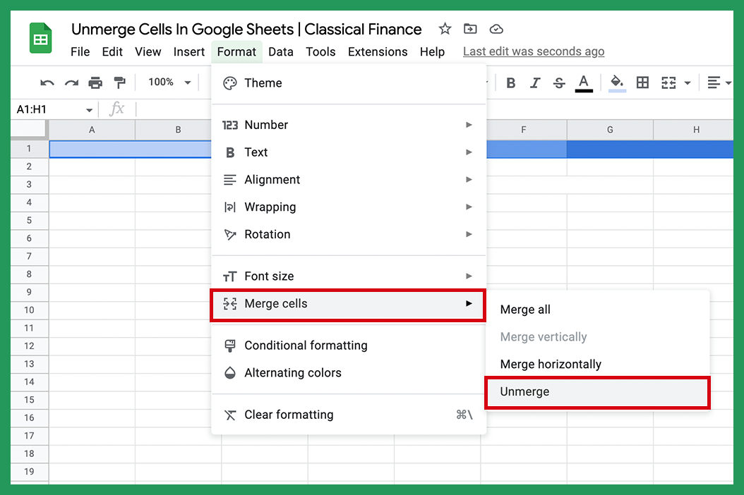 How To Unmerge All Cells In Google Sheets