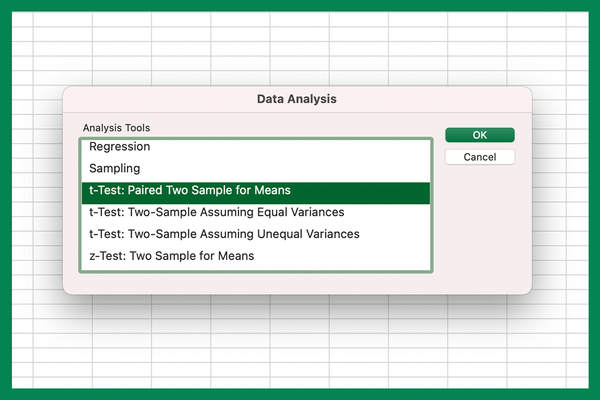 p value t test excel